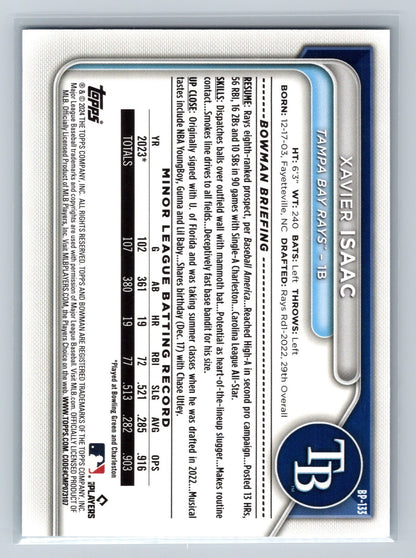 Xavier Isaac 2024 Bowman Paper Sky Blue /499 #BP-133 Rays