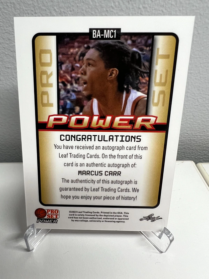 Marcus Carr 2022 Leaf Pro Set Power Bronze Auto RC #BA-MC1