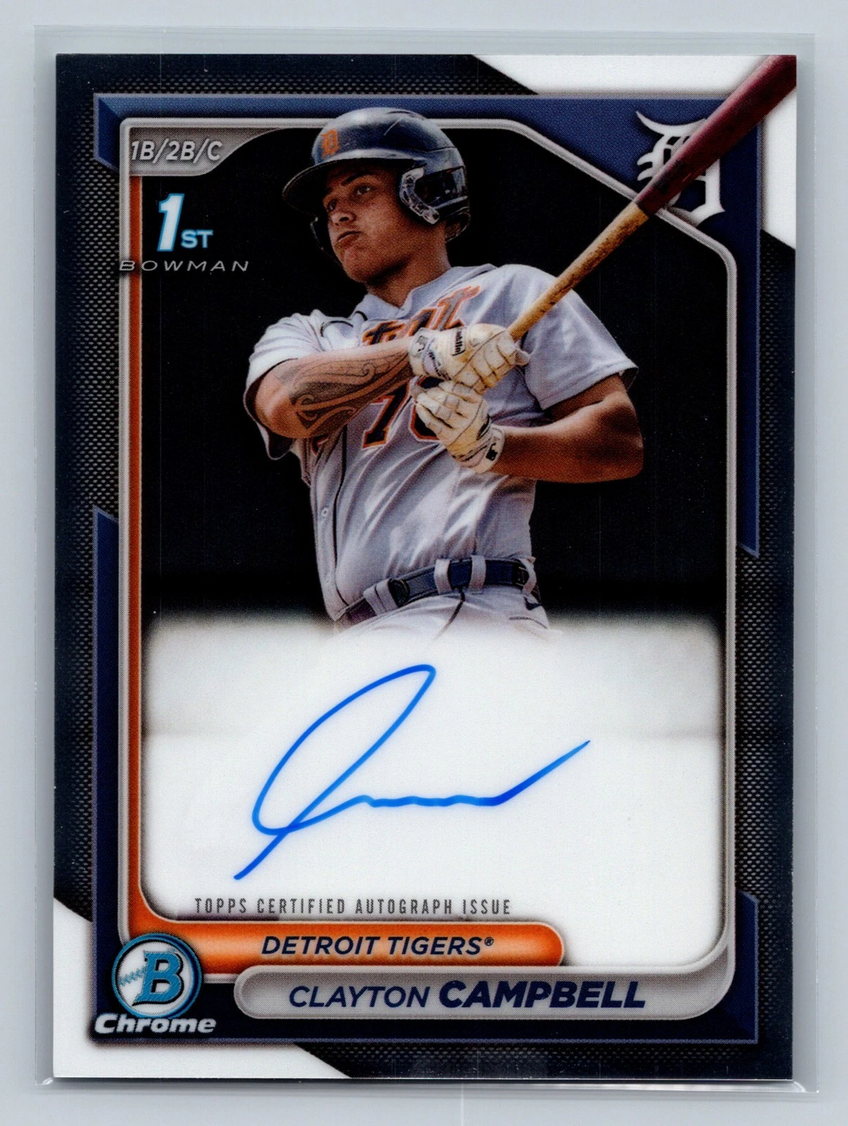 Clayton Campbell 2024 Bowman Chrome 1st Auto #CPA-CCA Tigers