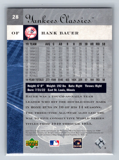 Hank Bauer 2004 Upper Deck Yankees Classics #28
