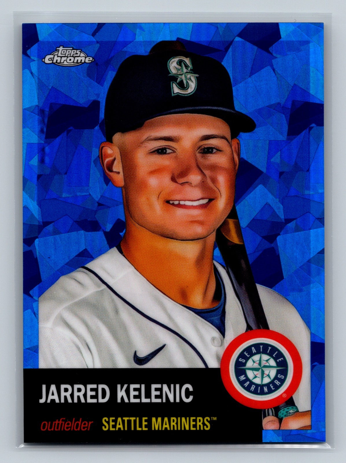 Jarred Kelenic 2022 Topps Chrome Platinum Anniversary Blue Atomic Refractor /100