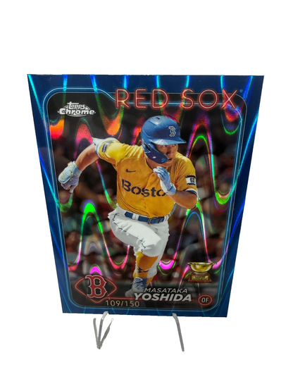 Masataka Yoshida 2024 Topps Chrome Blue RayWave Refractor /150 #63 Red Sox