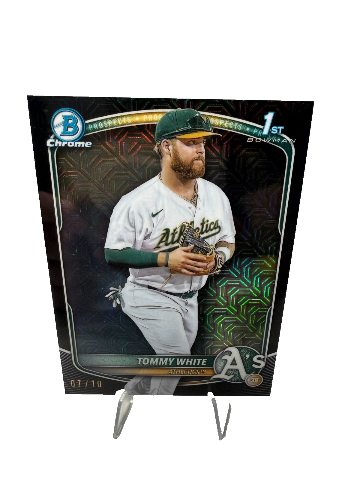 Tommy White 2025 Bowman Chrome 1st Black Mojo Refractor /10 #BCP-251 Athletics