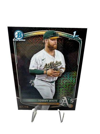 Tommy White 2025 Bowman Chrome 1st Black Mojo Refractor /10 #BCP-251 Athletics