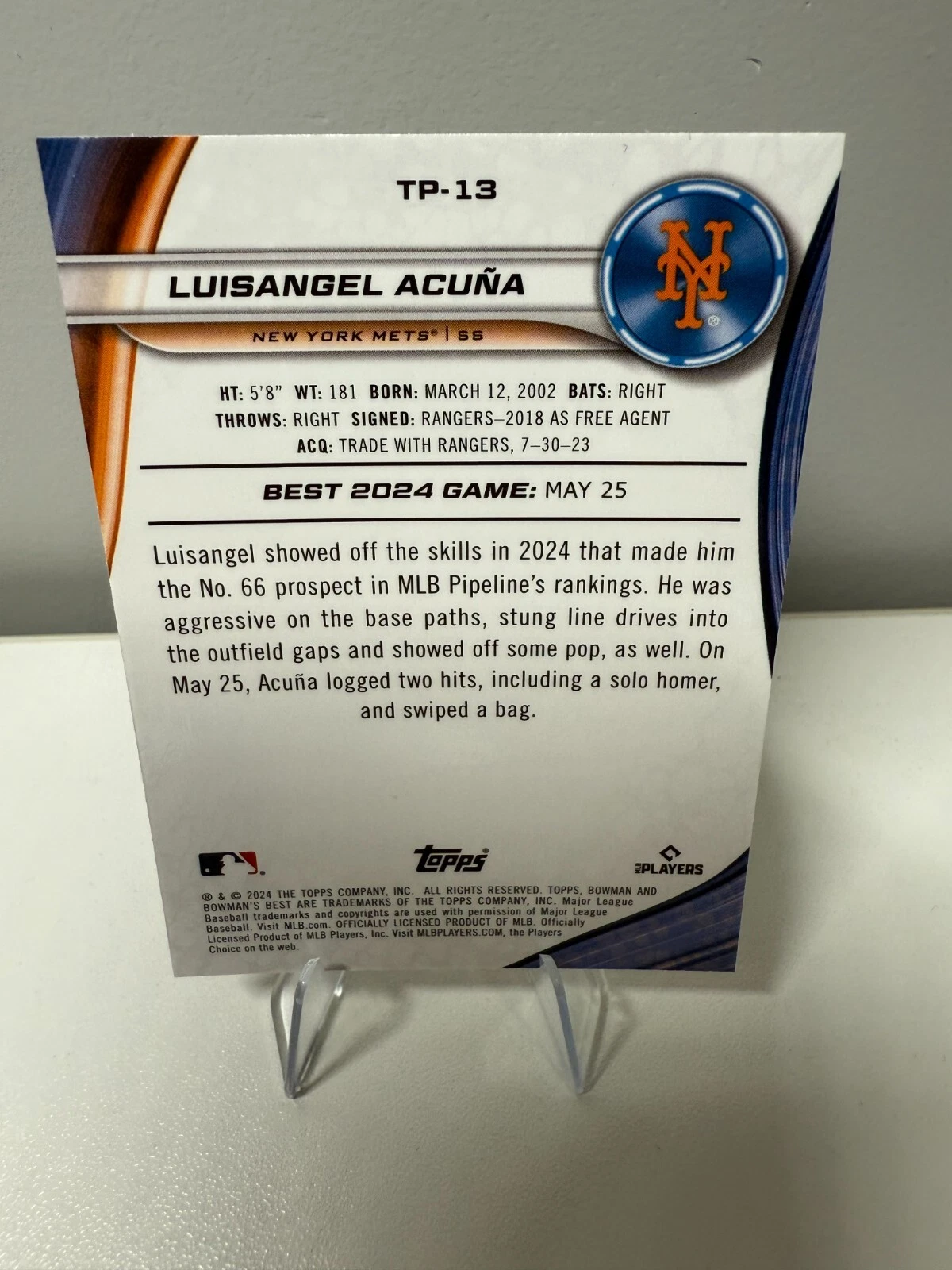Luisangel Acuna 2024 Bowman Best Top Prospect Mini Diamond Refractor /299 #TP-13