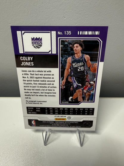 Colby Jones 2023-24 Panini Contenders Optic Rookie Ticket Holo Auto RC #135