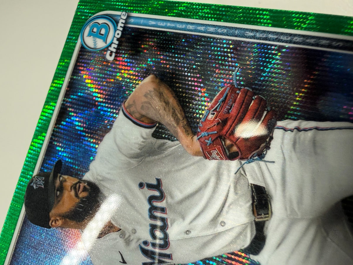 Sandy Alcantara 2025 Bowman Chrome Green Wave Refractor /99 #48 Marlins