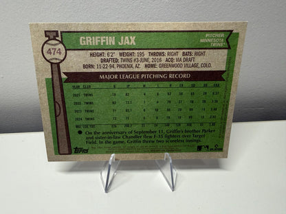 Griffin Jax 2025 Topps Heritage Bicentennial /200 #474 Twins
