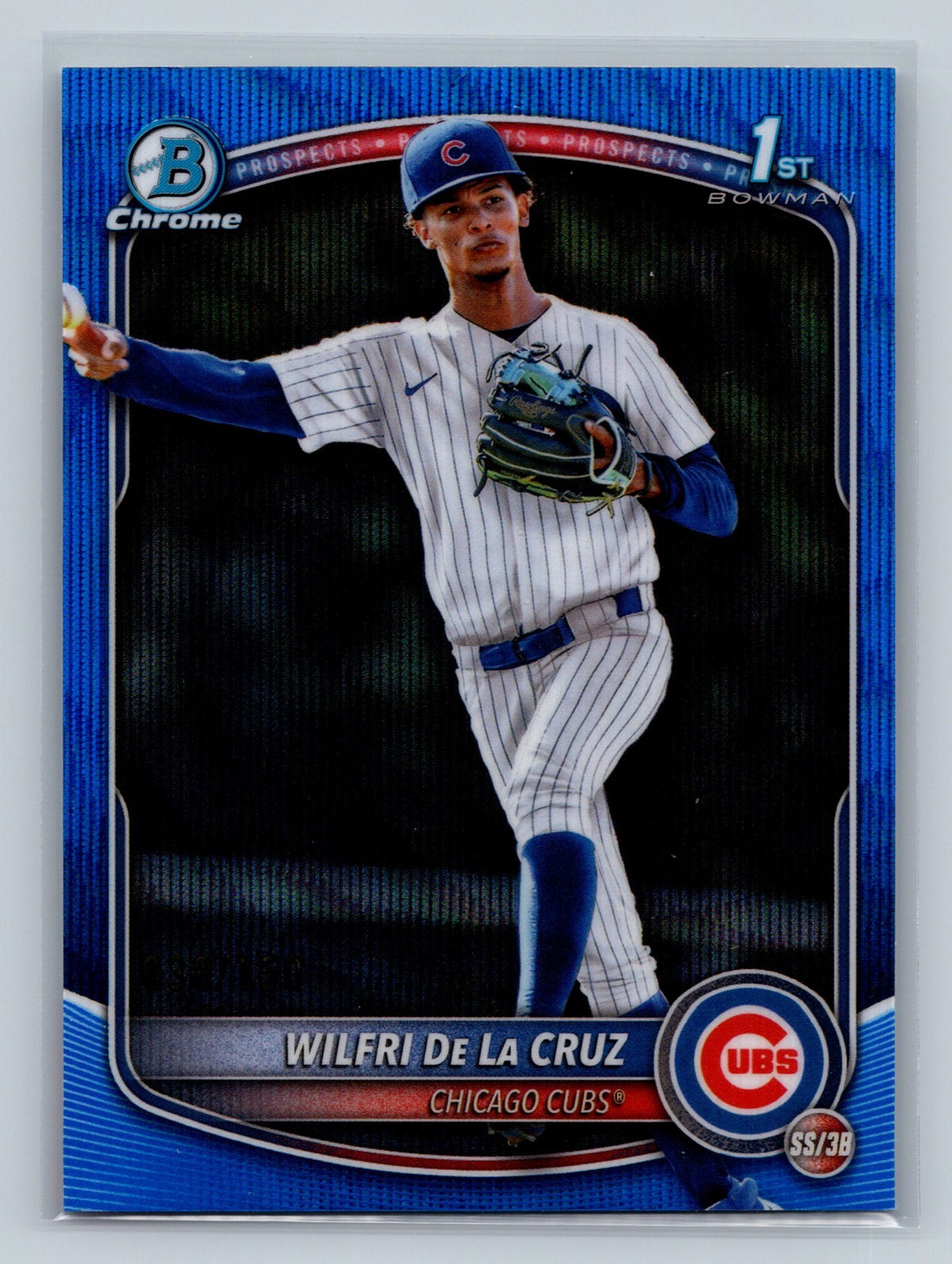 Wilfri De La Cruz 2025 Bowman Chrome 1st Blue Wave Refractor /150 #BCP-209 Cubs