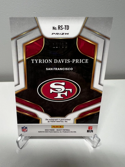 Tyrion Davis-Price 2022 Select White Prizm RC Auto /49 #FS-TD 49ers
