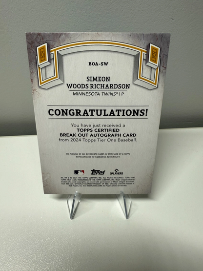 Simeon Woods Richardson 2024 Topps Tier One Break Out Blue Foil RC Auto /99