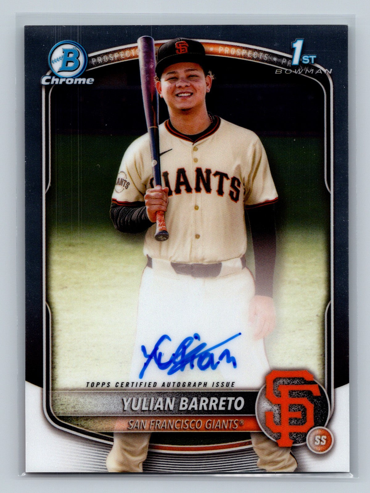 Yulian Barreto 2025 Bowman Chrome 1st Auto #CPA-YU Giants