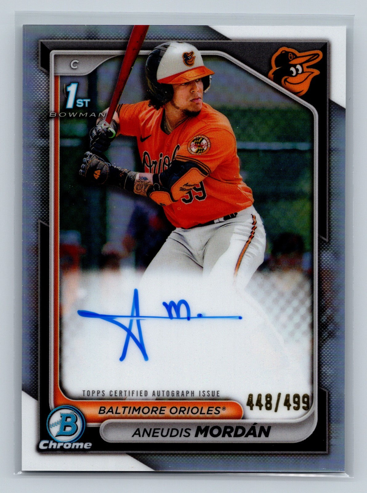 Aneudis Mordan 2024 Bowman Chrome 1st Refractor Auto /499 #CPA-AMO Orioles