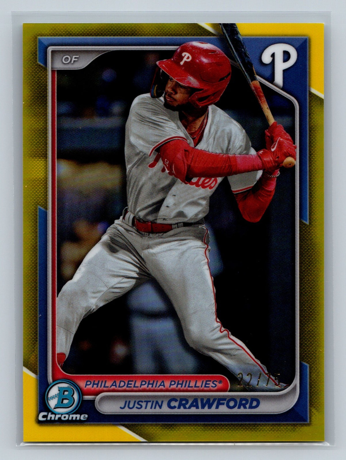 Justin Crawford 2024 Bowman Chrome Prospects Yellow Refractor /75 #BCP-17