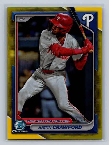 Justin Crawford 2024 Bowman Chrome Prospects Yellow Refractor /75 #BCP-17