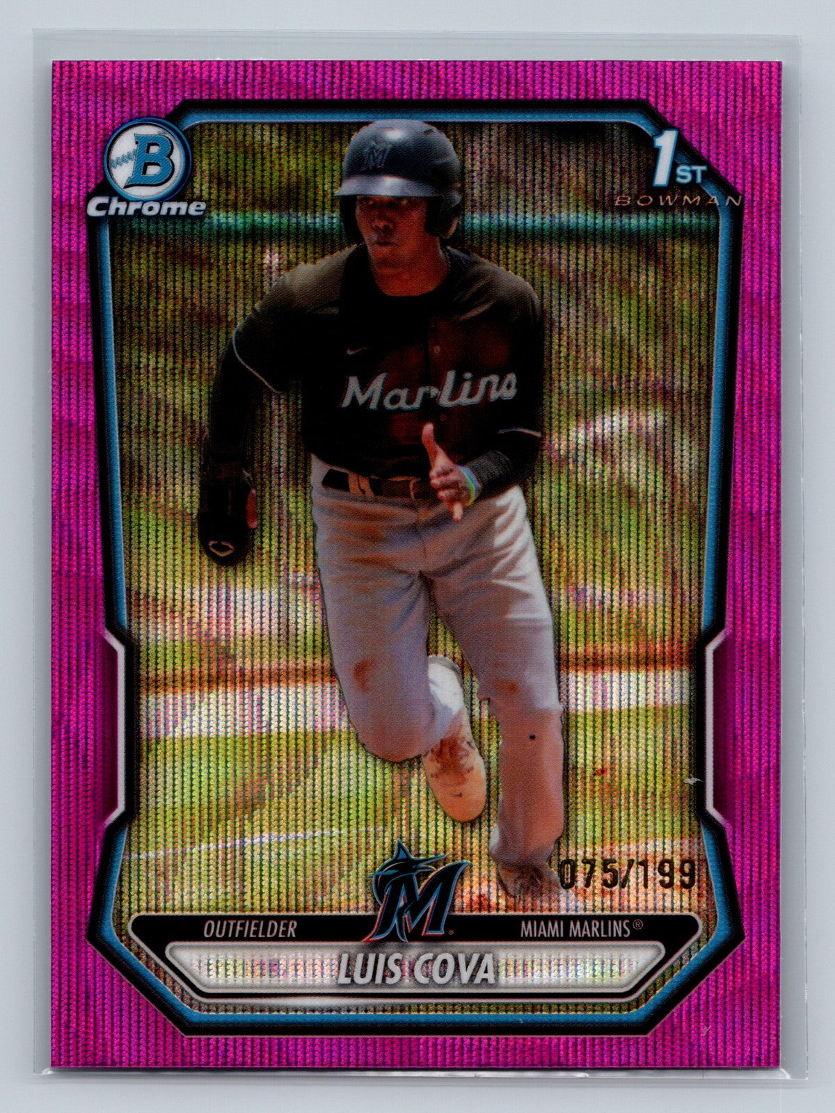 Luis Cova 2026 Bowman Chrome 1st Fuchsia Wave Refractor /199 #BCP-38 Marlins