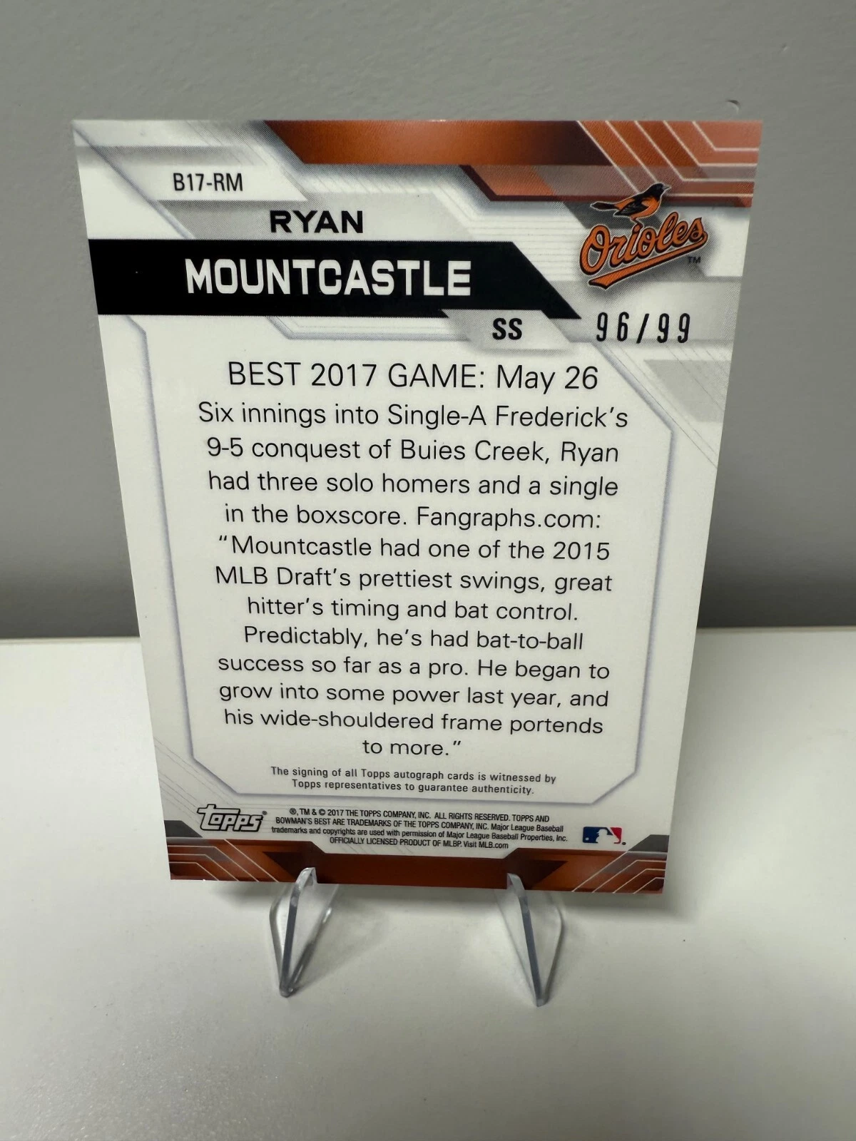 Ryan Mountcastle 2017 Bowman Best Prospect Green Refractor Auto /99 #B17-RM