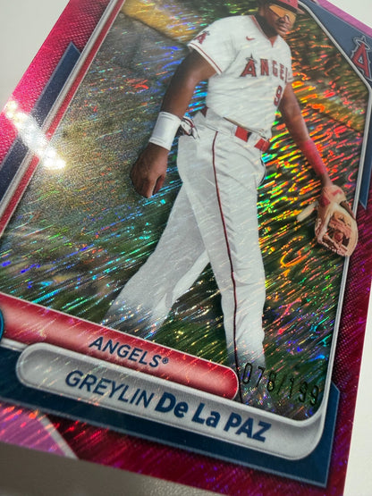 Greylin De La Paz 2024 Bowman Chrome 1st Fuchsia Shimmer Refractor /199 #BCP-181