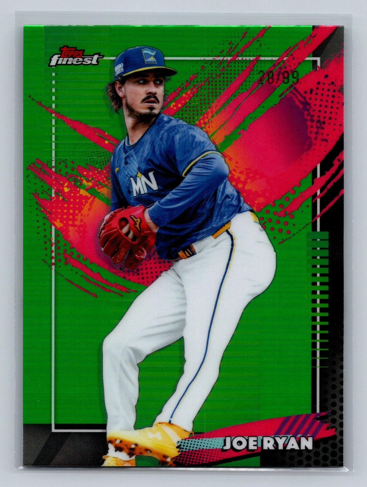 Joe Ryan 2026 Topps Finest Rare Green Refractor /99 #213 Twins