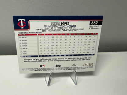 Pablo Lopez 2025 Topps Series 2 Purple Rainbow Foil /250 #662 Twins