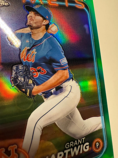 Grant Hartwig 2024 Topps Chrome Green Refractor RC /99 #45 Mets