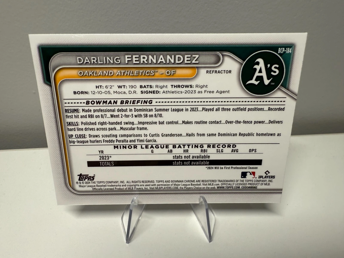 Darling Fernandez 2024 Bowman Chrome 1st Refractor /499 #BCP-184 Athletics