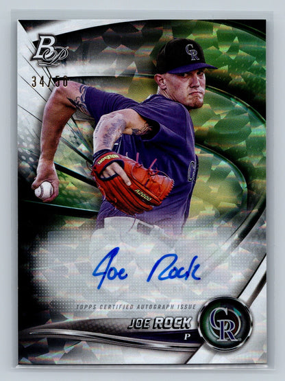 Joe Rock 2022 Bowman Platinum Top Prospects Ice Foilboard Auto /50 #TOP-63