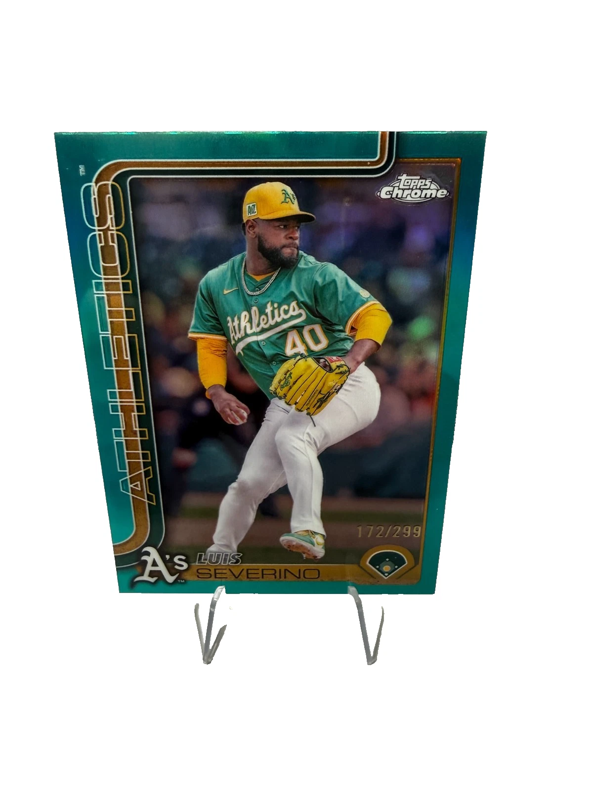 Luis Severino 2025 Topps Chrome Aqua Refractor /299 #241 Athletics