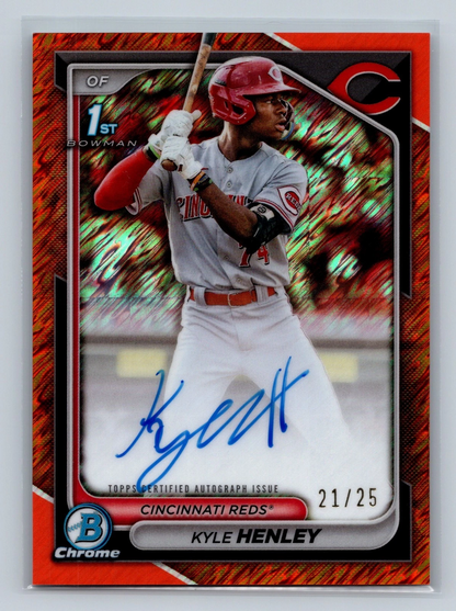 Kyle Henley 2024 Bowman Chrome 1st Orange Shimmer Refractor Auto /25 #CPA-KHY