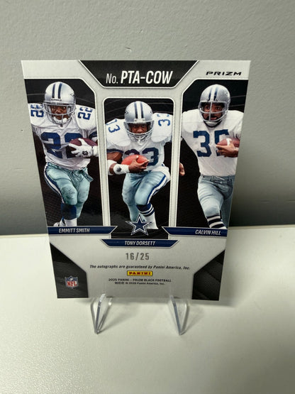 Emmitt Smith Tony Dorsett Calvin Hill 2025 Prizm Black Mojo Triple Auto /25