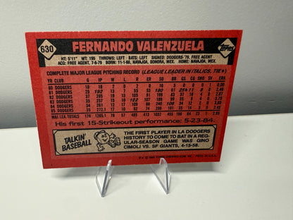 Fernando Valenzuela 1986 Topps #630 Dodgers