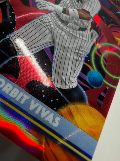 Jorbit Vivas 2025 Topps Chrome Cosmic Red Flare Refractor RC /5 #92 Yankees