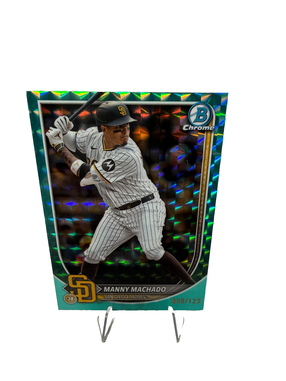Manny Machado 2025 Bowman Chrome Aqua Geometric Refractor /125 #6 Padres