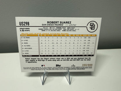 Robert Suarez 2024 Topps Update Series Blue Holo Foilboard /999 #US298 Padres