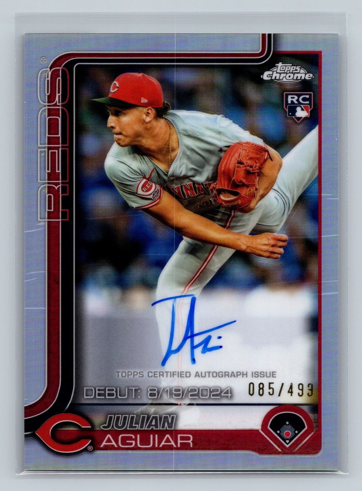 Julian Aguiar 2025 Topps Chrome Update Debut Refractor Auto RC /499 #CRDA-JA