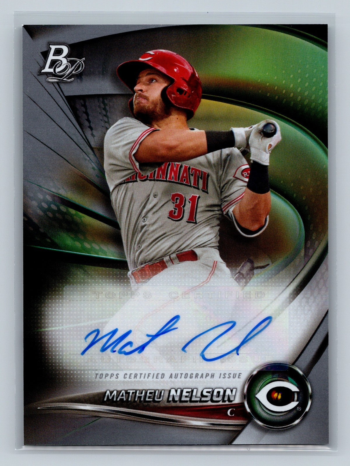 Matheu Nelson 2022 Bowman Platinum Top Prospects Auto #TOP-100 Reds