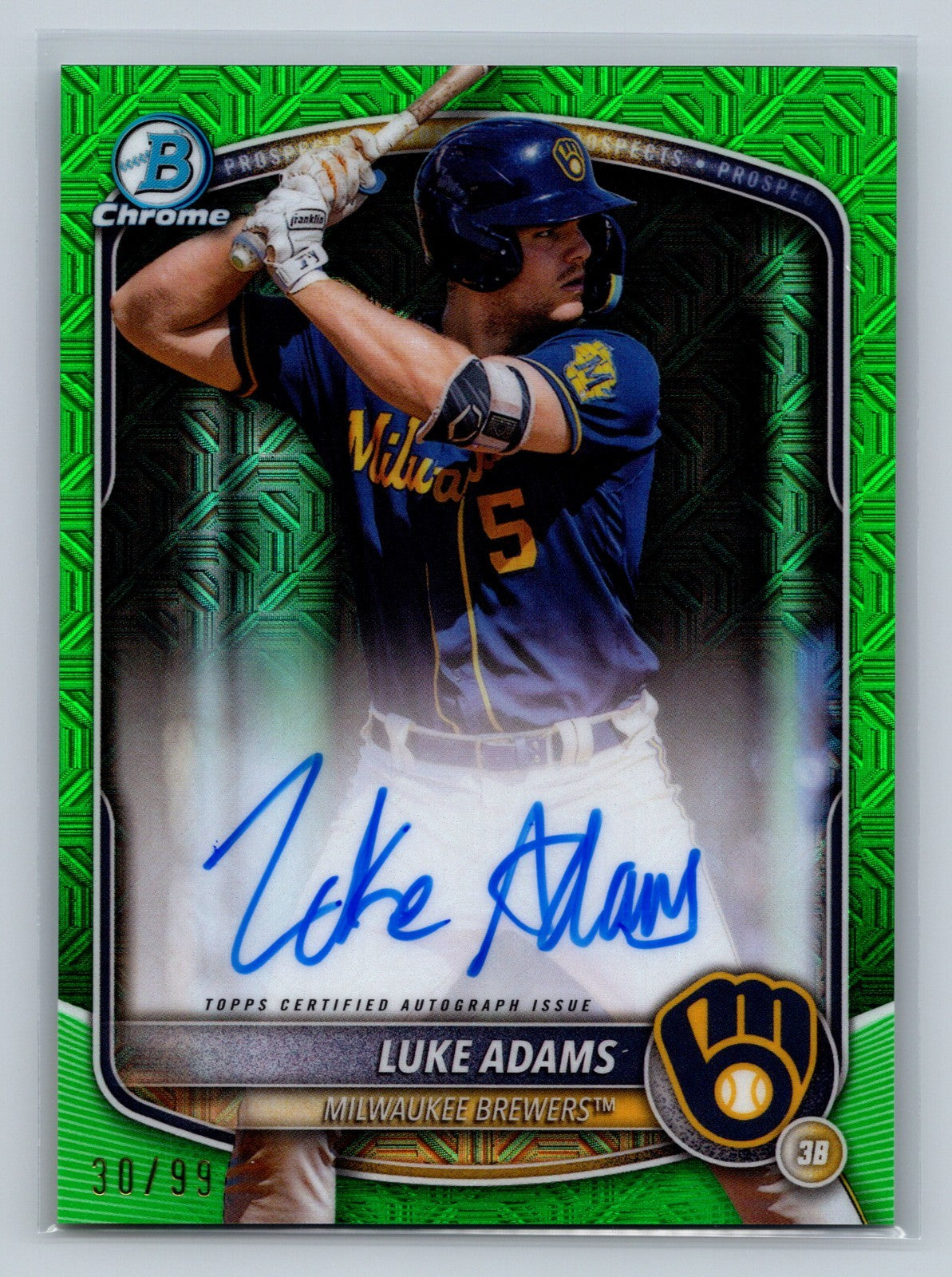 Luke Adams 2025 Bowman Chrome Mega Box Green Mojo Refractor Auto /99 #BMA-LAD