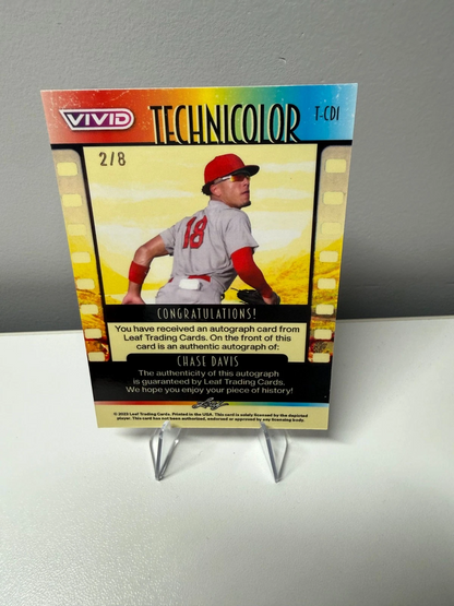 Chase Davis 2023 Leaf Vivid Technicolor Red Crystal Auto /8 #T-CD1 Cardinals