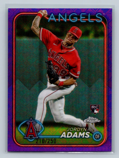 Jordyn Adams 2024 Topps Chrome Logofractor Purple Refractor RC /250 #145 Angels
