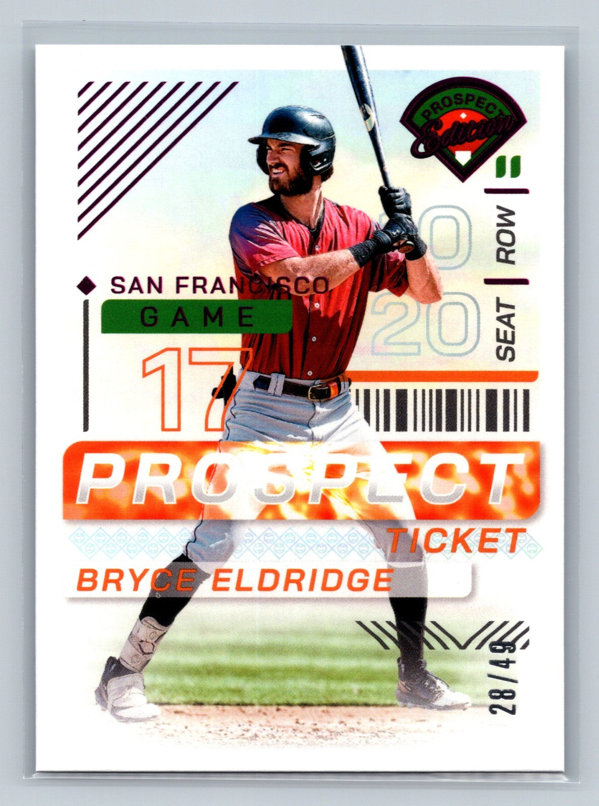 Bryce Eldridge 2024 Panini Prospect Edition Prospect Ticket Teal /49 #132 Giants