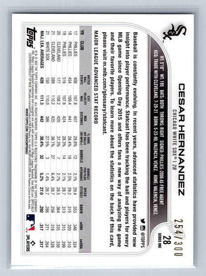 César Hernández 2022 Topps Series 1 Advanced Stats /300 #28 White Sox