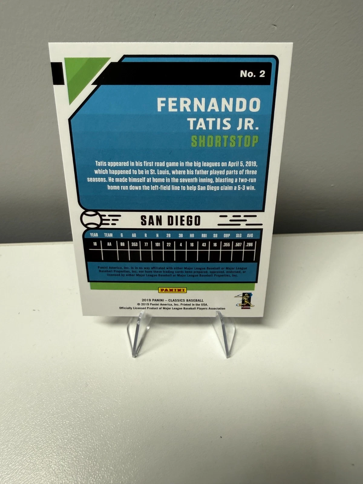 Fernando Tatis Jr. 2019 Panini Chronicles Classics RC #2 Padres