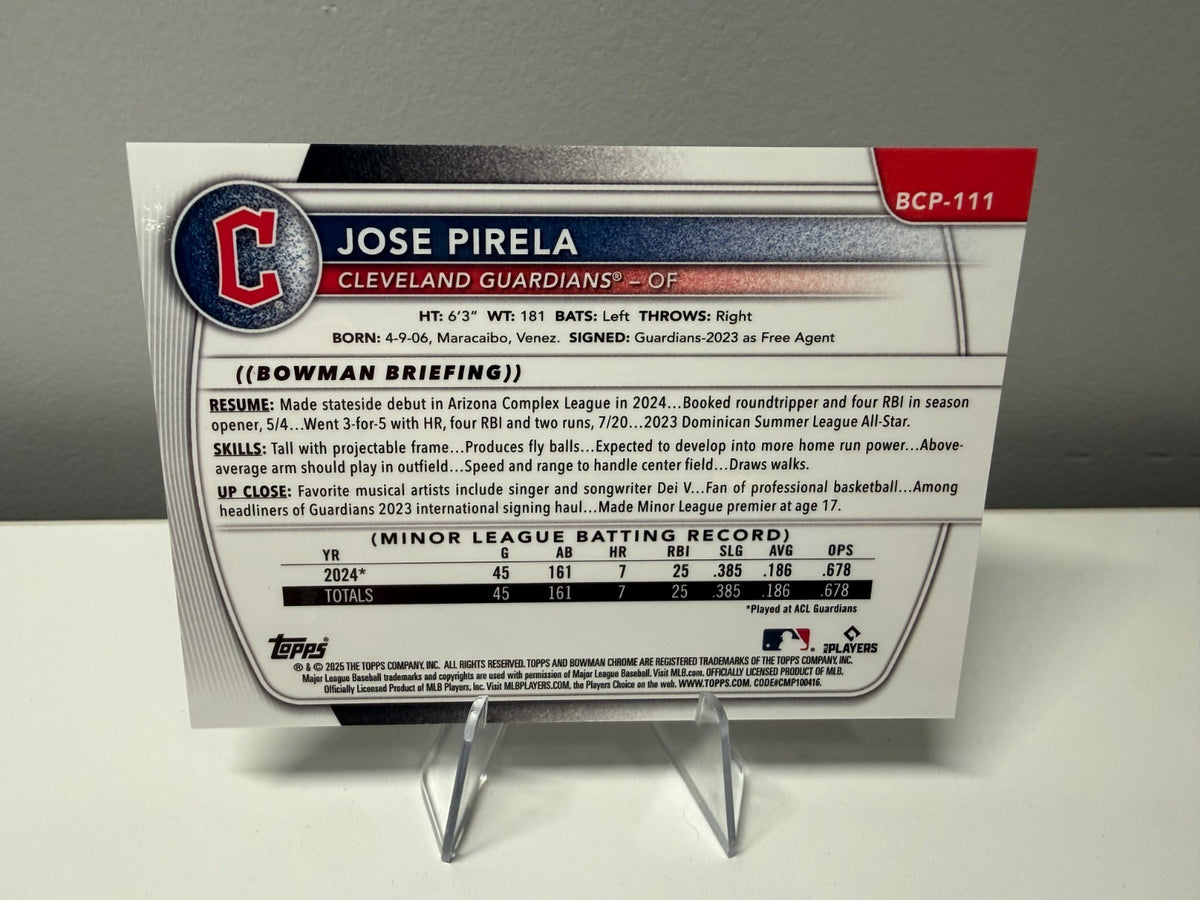 Jose Pirela 2025 Bowman Chrome 1st Fuchsia Magenta Refractor /199 #BCP-111