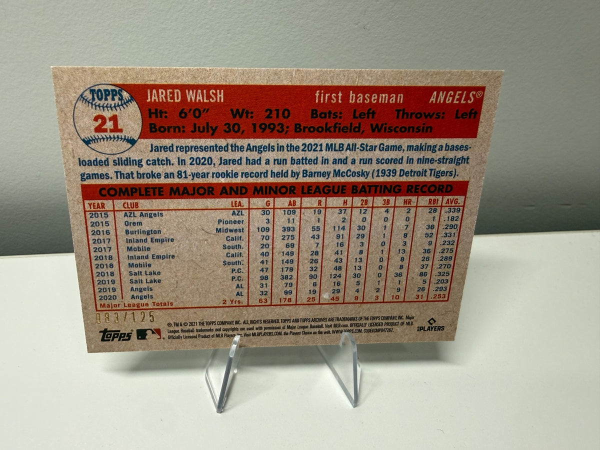 Jared Walsh 2021 Topps Archive Green /125 #21 Angels