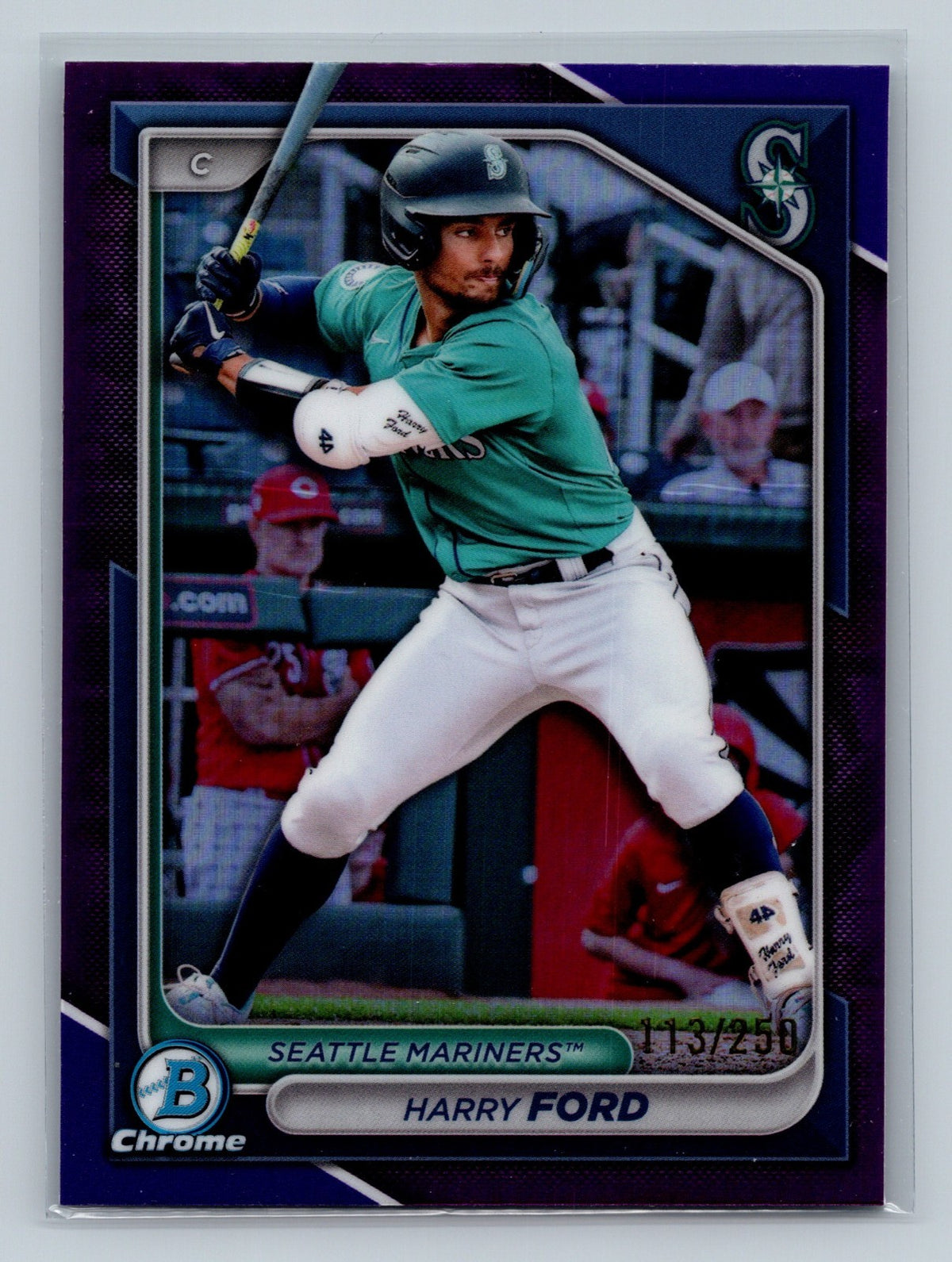 Harry Ford 2024 Bowman Draft Chrome Purple Refractor /250 #BDC-25 Mariners