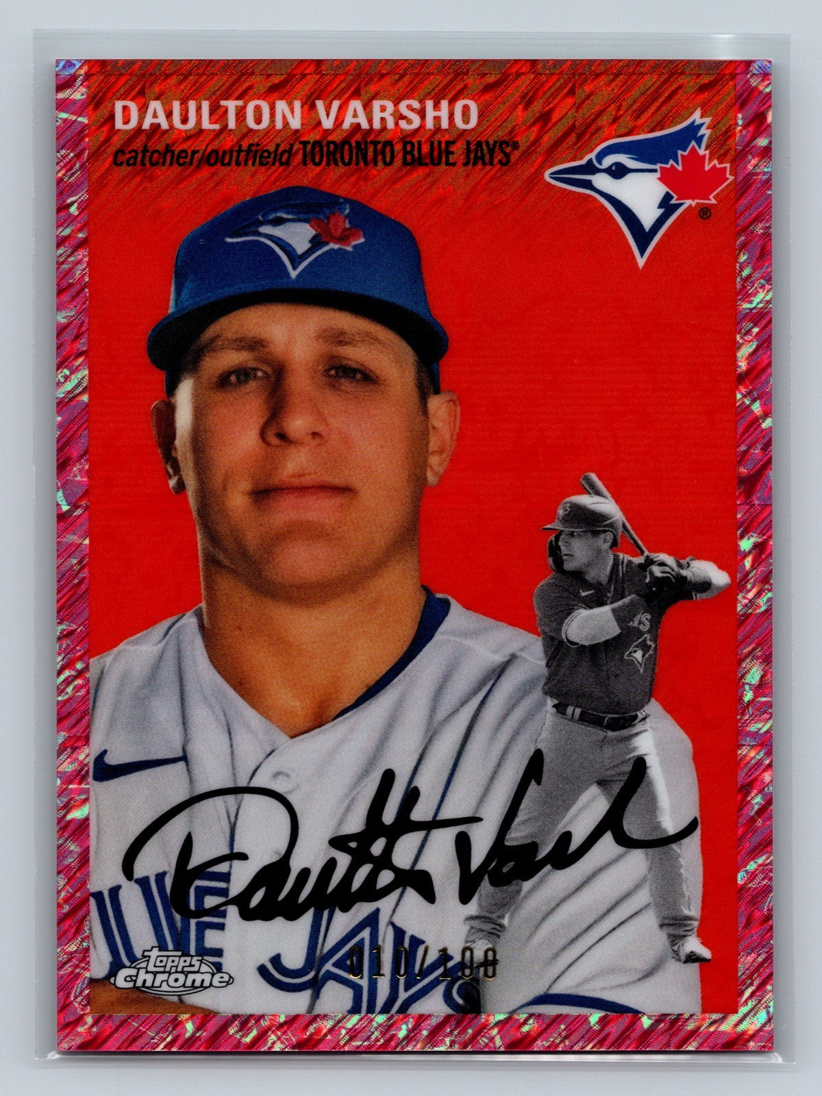 Daulton Varsho 2023 Topps Chrome Platinum Fuchsia Shimmer Refractor /100 #192