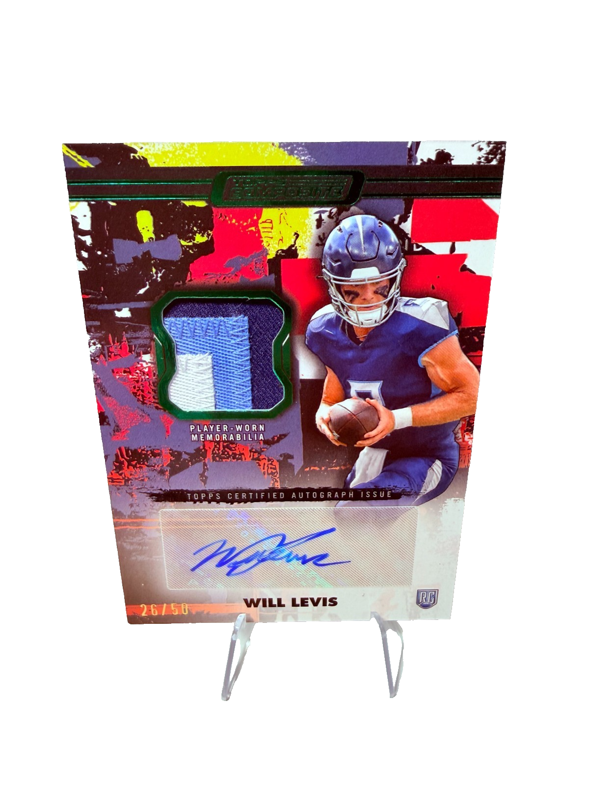 Will Levis 2023 Topps Composite Vertical Green Patch Relic Auto /50 #CPAV-WL