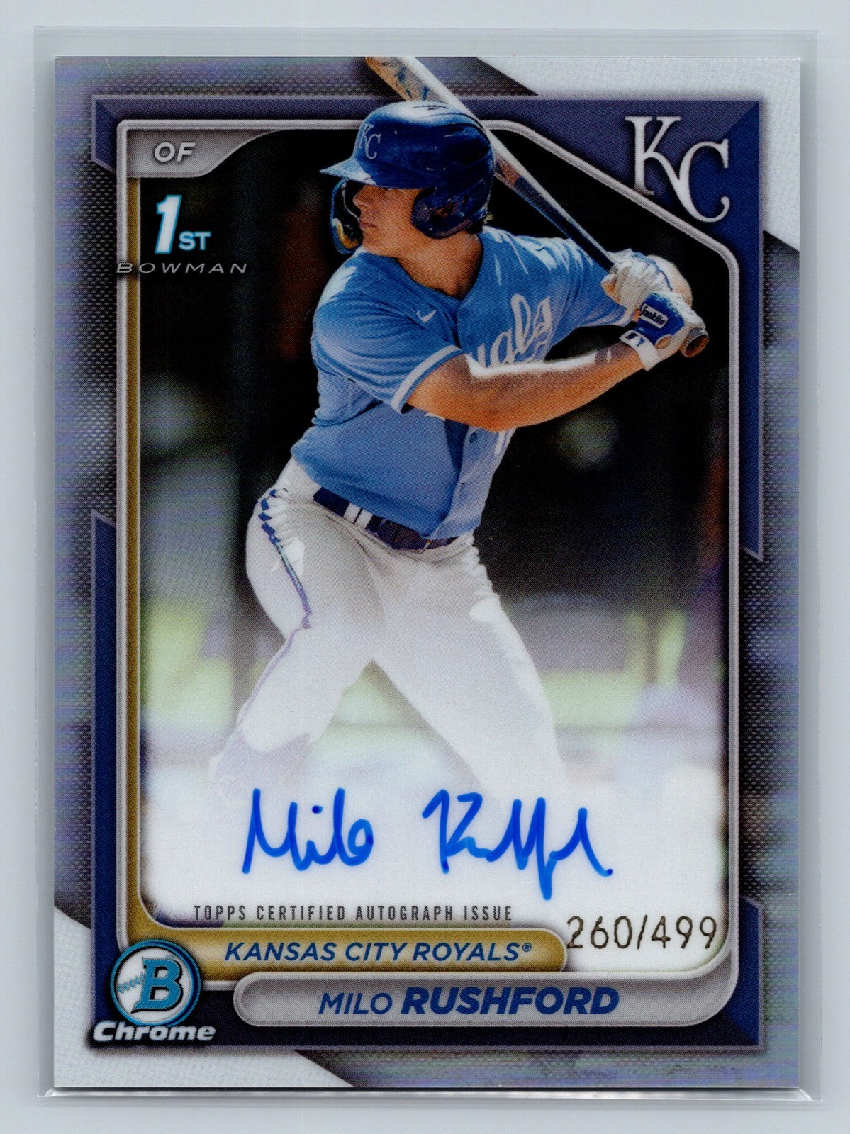 Milo Rushford 2024 Bowman Chrome 1st Refractor Auto /499 #CPA-MR Royals
