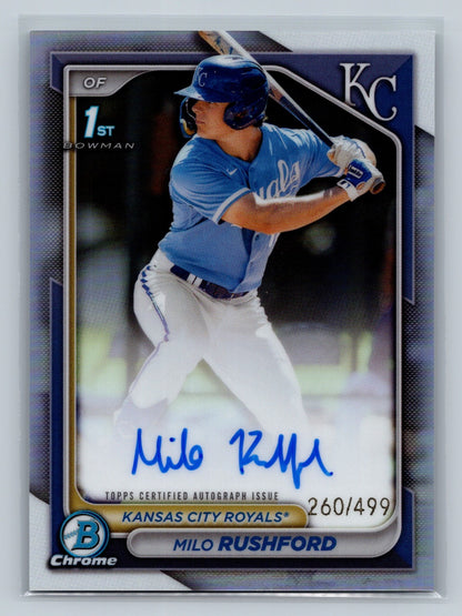 Milo Rushford 2024 Bowman Chrome 1st Refractor Auto /499 #CPA-MR Royals