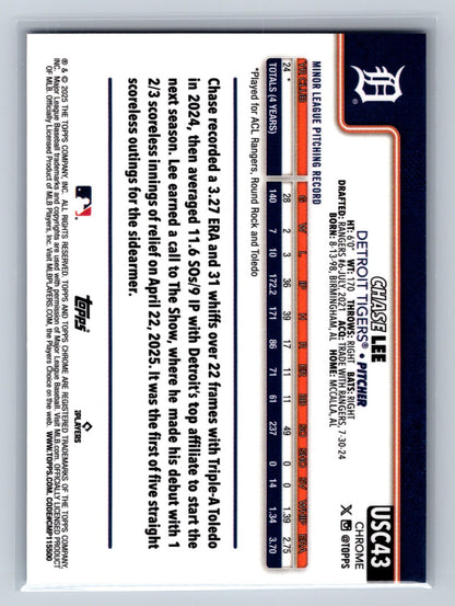 Chase Lee 2025 Topps Chrome Update Saphire Edition RC #USC43 Tigers